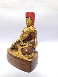 [monastery Quality] Statue Of Gampopa [partly Gold Plated], [painted Face]