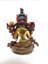 [monastery Quality] Statue Of Green Tara, [partly Gold Plated], [painted Face]