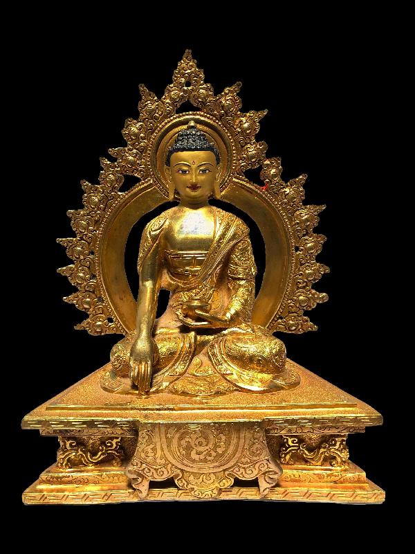 [monastery Quality] Statue Of Shakyamuni Buddha, [full Gold Plated], [painted Face]