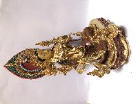 [monastery Quality] Buddhist Statue Of Green Tara [full Fire Gold Plated], [painted Face]