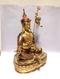 [monastery Quality] Buddhist Statue Of Padmasambhava [full Fire Gold Plated], [painted Face]