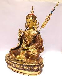 [monastery Quality] Buddhist Statue Of Padmasambhava [full Fire Gold Plated], [painted Face]