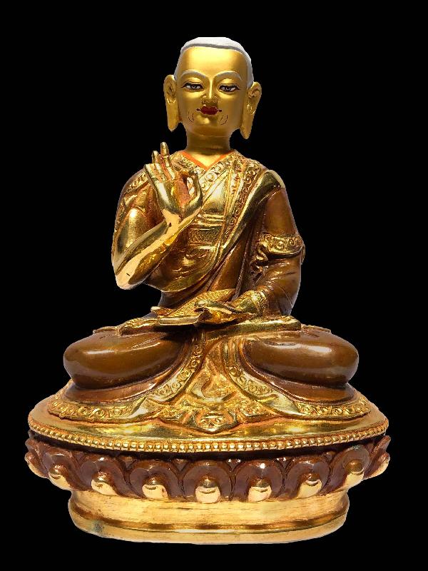 [monastery Quality] Buddhist Statue Of Disciple [full Fire Gold Plated], [painted Face]