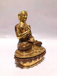 [monastery Quality] Buddhist Statue Of Disciple [full Fire Gold Plated], [painted Face]