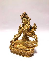 [monastery Quality] Buddhist Statue Of White Tara [full Fire Gold Plated], [painted Face]