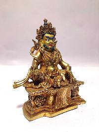 [monastery Quality] Buddhist Statue Of Yellow Jambhala [full Fire Gold Plated], [painted Face]