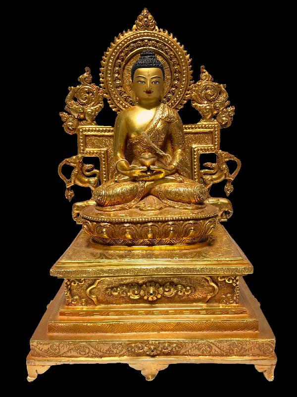 [monastery Quality] Buddhist Statue Of Amitabha Buddha [full Fire Gold Plated], [painted Face]