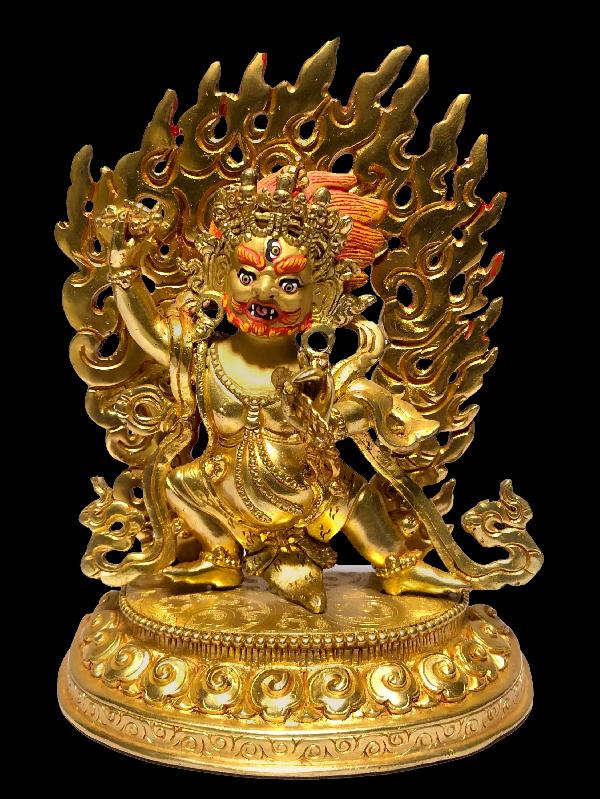 [monastery Quality] Buddhist Statue Of Vajrapani [chana Dorje], [full Fire Gold Plated], [painted Face]