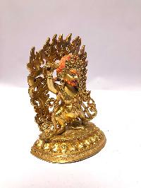 [monastery Quality] Buddhist Statue Of Vajrapani [chana Dorje], [full Fire Gold Plated], [painted Face]