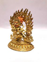 [monastery Quality] Buddhist Statue Of Vajrapani [chana Dorje], [full Fire Gold Plated], [painted Face]