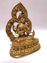 [monastery Quality] Buddhist Statue Of Chenrezig [full Fire Gold Plated], [painted Face]