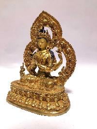 [monastery Quality] Buddhist Statue Of Chenrezig [full Fire Gold Plated], [painted Face]