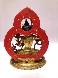 [monastery Quality] Buddhist Statue Of Manjushri [full Fire Gold Plated], [painted Face]