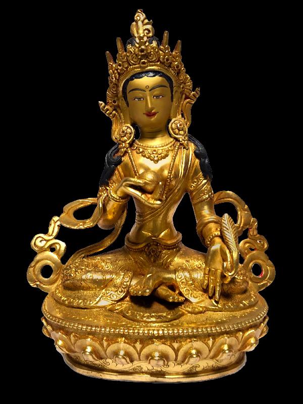 [monastery Quality] Buddhist Statue Of Mani Tara [full Fire Gold Plated], [painted Face]