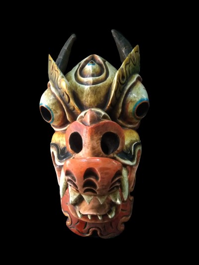 Handmade Wooden Mask Of Dragon, [painted], Poplar Wood
