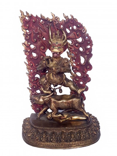 Statue Of Yamantaka - Heruka Without Consort, [full Fire Gold Plated], Without Consort