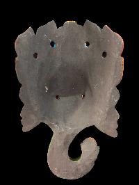 Ganesh Mask, Handmade Wooden Mask Of Ganesh, [painted Green], Poplar Wood