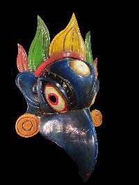 Garuda Mask, Handmade Wooden Mask Of Garuda, [painted Blue], Poplar Wood