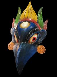 Garuda Mask, Handmade Wooden Mask Of Garuda, [painted Blue], Poplar Wood