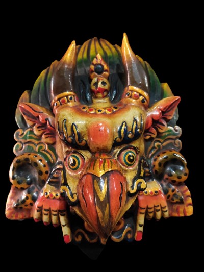Garuda Mask, Handmade Wooden Mask Of Garuda, [painted White], Poplar Wood