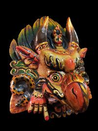 Garuda Mask, Handmade Wooden Mask Of Garuda, [painted White], Poplar Wood