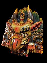 Garuda Mask, Handmade Wooden Mask Of Garuda, [painted White], Poplar Wood