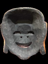 Handmade Wooden Mask Of Laughing Buddha, [paintedorange], Poplar Wood