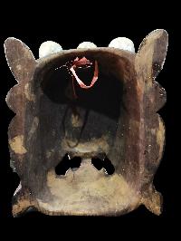 Mahakala Mask, Handmade Wooden Mask, [painted Black], Poplar Wood