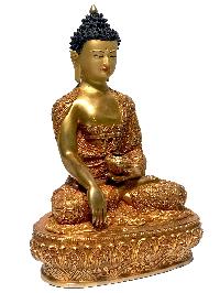 [monastery Quality] Statue Of Shakyamuni Buddha, [fire Full Gold Plated], With [painted Face]