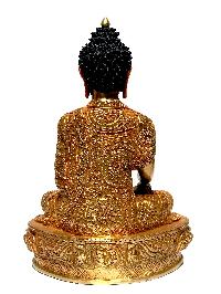 [monastery Quality] Statue Of Shakyamuni Buddha, [fire Full Gold Plated], With [painted Face]