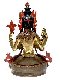 [monastery Quality] Statue Of Kharcheri, [partly Gold Plated], With [painted Face]