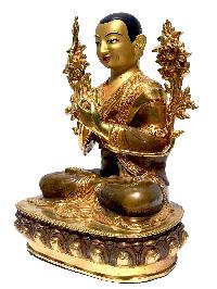 [monastery Quality] Statue Of Lama, [partly Gold Plated], With [painted Face]
