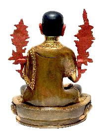 [monastery Quality] Statue Of Lama, [partly Gold Plated], With [painted Face]