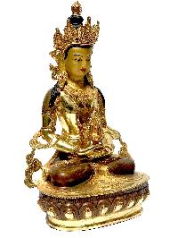 [monastery Quality] Statue Of Amitayus, [partly Gold Plated], With [painted Face]