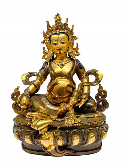 [old Stock], Nepali Statue Of Jambhala, [partly Gold Plated], [painted Face]