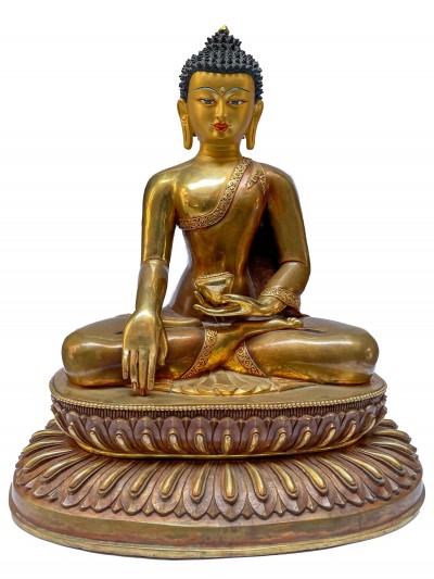 [old Stock], Nepali Statue Of Shakyamuni Buddha, [copper Gold Plated], [big Statue]