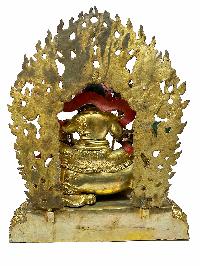 Nepali Statue Of Namtose Vaisravana Jambhala, [copper Gold Plated]