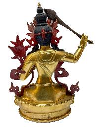 Nepali Statue Of Manjushri, [copper Gold Plated]