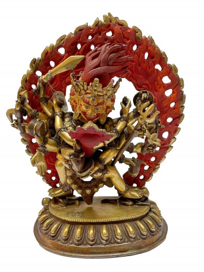 Nepali Statue Of Chakrasamvara - Heruka, [copper Gold Plated]