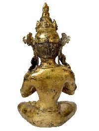Nepali Statue Of Bodhisattva, [copper Gold Plated], [antique Finishing]