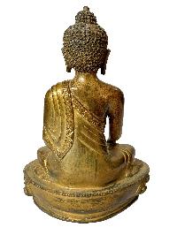 Nepali Statue Of Shakyamuni Buddha, [copper Gold Plated], [antique Finishing]