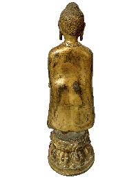 Nepali Statue Of Dipankara Buddha, [copper Gold Plated], [antique Finishing]