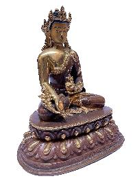 Nepali Statue Of Buddha, [partly Gold Plated]