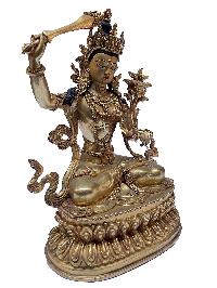 Nepali Statue Of Manjushri, [full Gold Plated]