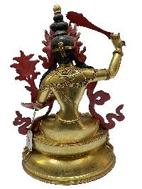 Nepali Statue Of Manjushri, [full Gold Plated]