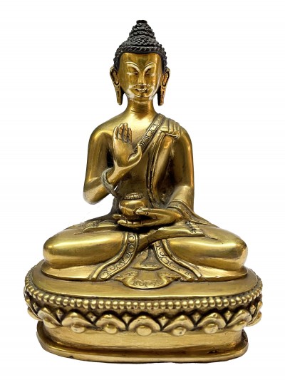 Nepali Statue Of Amoghasiddhi Buddha, [full Gold Plated]