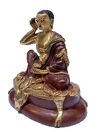 Nepali Statue Of Milarepa, [partly Gold Plated]