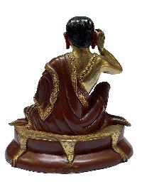 Nepali Statue Of Milarepa, [partly Gold Plated]