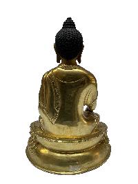 Nepali Statue Of Shakyamuni Buddha, [full Gold Plated], [painted Face]
