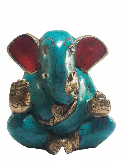 Statue Of Ganesh With [real Stone Setting]
